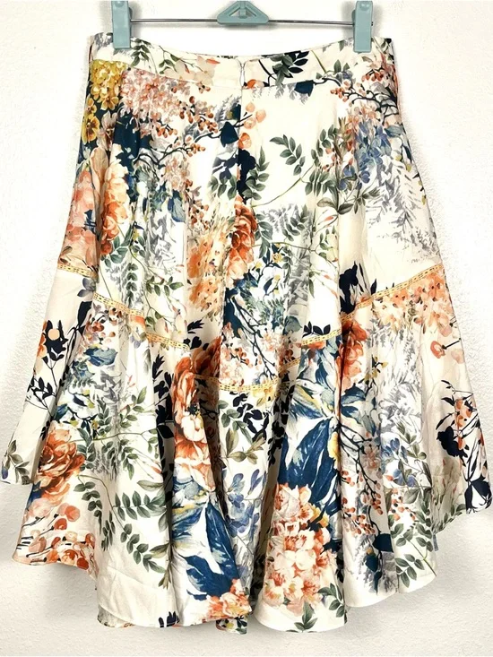 Anthropologie Size 8 Ranna Gill Floral A-Line Jardin Skirt in Multicolor Blooms - Picture 7 of 8
